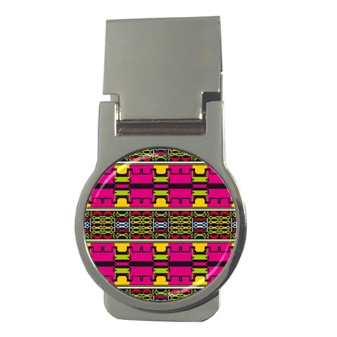 Pink yellow green shapes                                                       Money Clip (Round) from ArtsNow.com Front