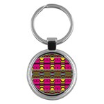 Pink yellow green shapes                                                       Key Chain (Round)