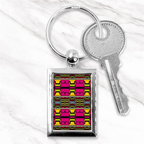 Pink yellow green shapes                                                       Key Chain (Rectangle) from ArtsNow.com Front