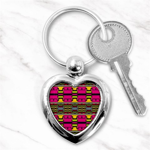 Pink yellow green shapes                                                       Key Chain (Heart) from ArtsNow.com Front