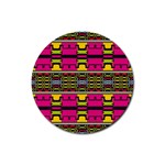 Pink yellow green shapes                                                       Rubber Coaster (Round)