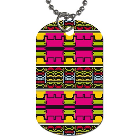 Pink yellow green shapes                                                       Dog Tag (One Side) from ArtsNow.com Front