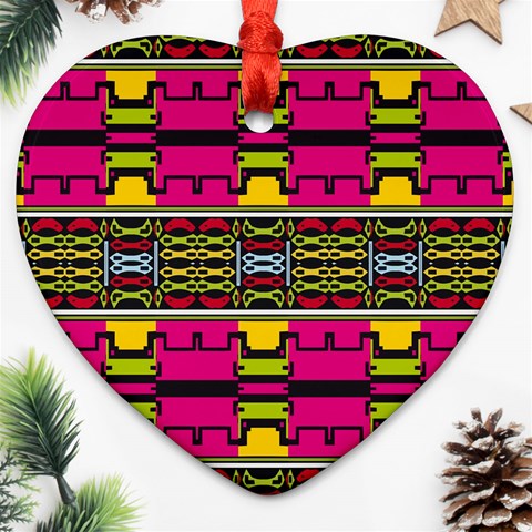 Pink yellow green shapes                                                       Ornament (Heart) from ArtsNow.com Front