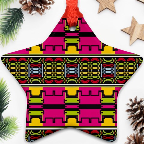 Pink yellow green shapes                                                       Ornament (Star) from ArtsNow.com Front