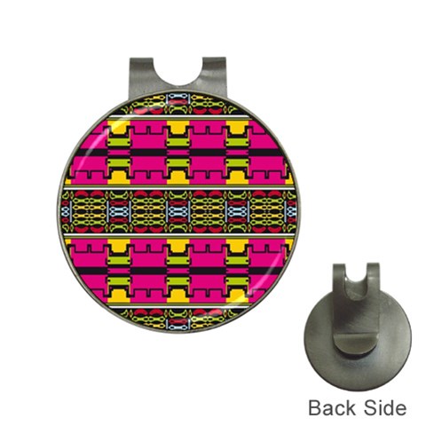 Pink yellow green shapes                                                       Golf Ball Marker Hat Clip from ArtsNow.com Front