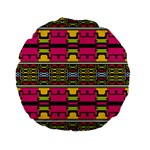 Pink yellow green shapes                                                      Standard 15  Premium Flano Round Cushion