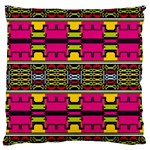 Pink yellow green shapes                                                      Large Flano Cushion Case (Two Sides)