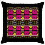 Pink yellow green shapes                                                       Throw Pillow Case (Black)