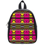 Pink yellow green shapes                                                       School Bag (Small)