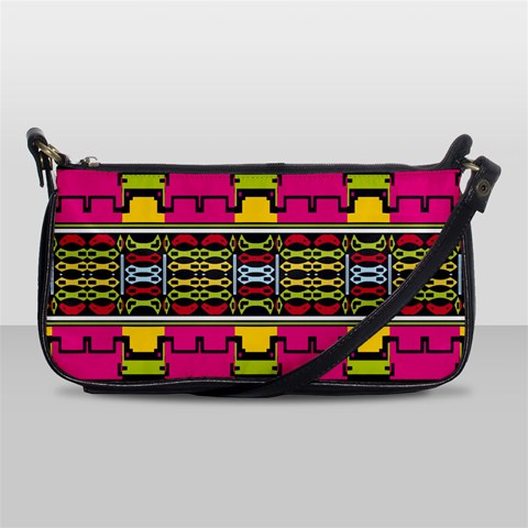 Pink yellow green shapes                                                       Shoulder Clutch Bag from ArtsNow.com Front