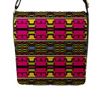 Pink yellow green shapes                                                       Flap Closure Messenger Bag (L)