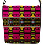 Pink yellow green shapes                                                       Flap Closure Messenger Bag (S)