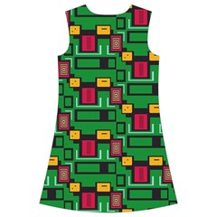 Rectangles on a green background                                                            Kids  Short Sleeve Velvet Dress from ArtsNow.com Back