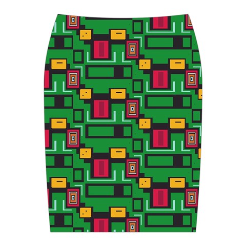 Rectangles on a green background                                                       Midi Wrap Pencil Skirt from ArtsNow.com Back