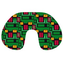 Rectangles on a green background                                                        Travel Neck Pillow from ArtsNow.com Front