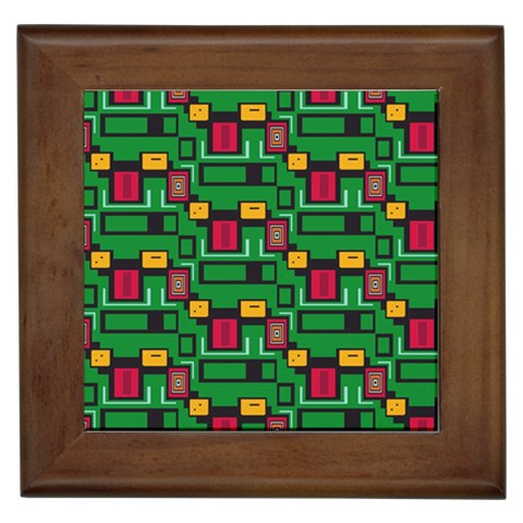 Rectangles on a green background                                                        Framed Tile from ArtsNow.com Front