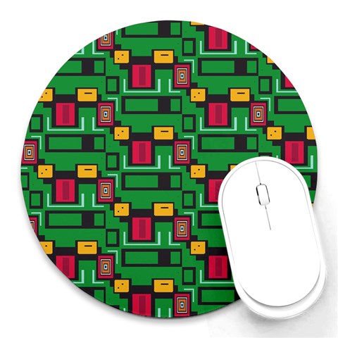 Rectangles on a green background                                                        Round Mousepad from ArtsNow.com Front