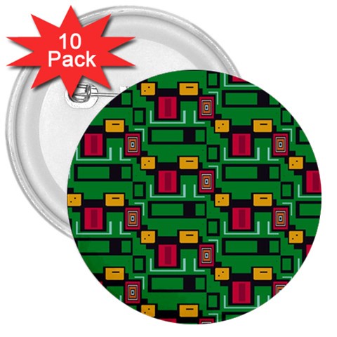 Rectangles on a green background                                                        3  Button (10 pack) from ArtsNow.com Front