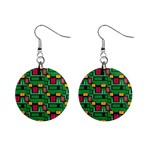 Rectangles on a green background                                                        1  Button Earrings