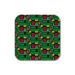 Rectangles on a green background                                                        Rubber Square Coaster (4 pack