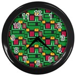 Rectangles on a green background                                                        Wall Clock (Black)