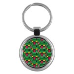 Rectangles on a green background                                                        Key Chain (Round)