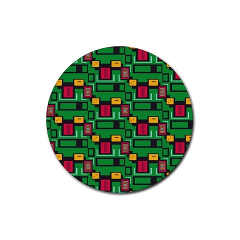 Rectangles on a green background                                                        Rubber Coaster (Round) from ArtsNow.com Front