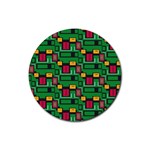 Rectangles on a green background                                                        Rubber Round Coaster (4 pack)