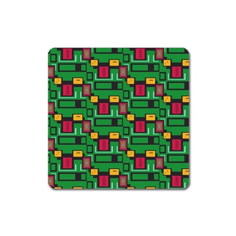 Rectangles on a green background                                                        Magnet (Square) from ArtsNow.com Front