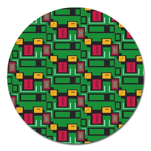 Rectangles on a green background                                                        Magnet 5  (Round) from ArtsNow.com Front