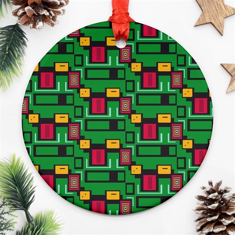 Rectangles on a green background                                                        Ornament (Round) from ArtsNow.com Front