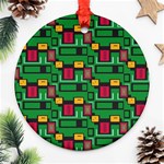 Rectangles on a green background                                                        Ornament (Round)