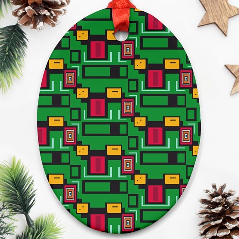 Rectangles on a green background                                                        Ornament (Oval) from ArtsNow.com Front