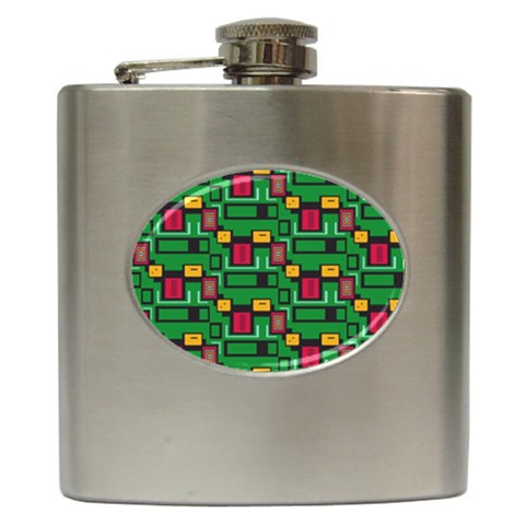 Rectangles on a green background                                                        Hip Flask (6 oz) from ArtsNow.com Front