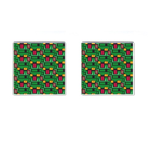 Rectangles on a green background                                                        Cufflinks (Square) from ArtsNow.com Front(Pair)