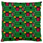 Rectangles on a green background                                                       Large Flano Cushion Case (Two Sides)