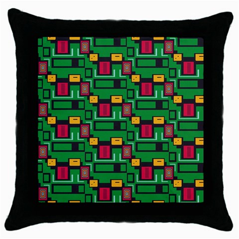 Rectangles on a green background                                                        Throw Pillow Case (Black) from ArtsNow.com Front