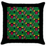 Rectangles on a green background                                                        Throw Pillow Case (Black)