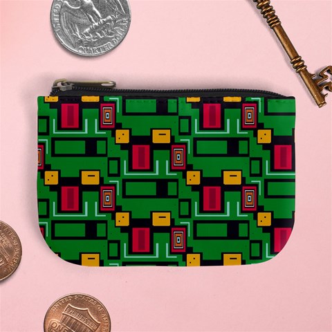 Rectangles on a green background                                                       Mini Coin Purse from ArtsNow.com Front