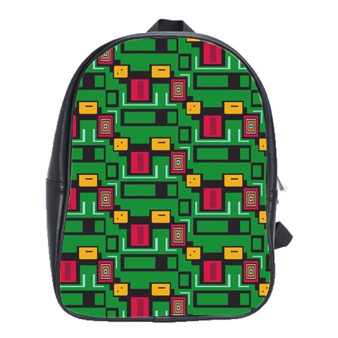 Rectangles on a green background                                                        School Bag (Large) from ArtsNow.com Front