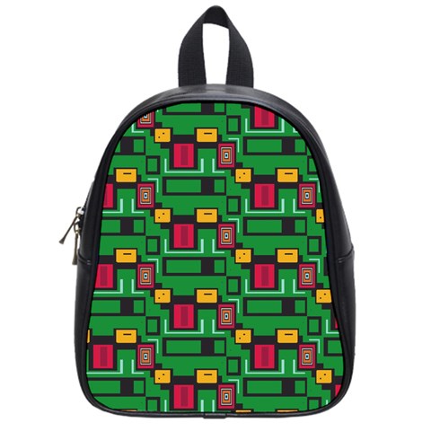 Rectangles on a green background                                                        School Bag (Small) from ArtsNow.com Front