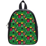 Rectangles on a green background                                                        School Bag (Small)