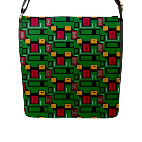 Rectangles on a green background                                                        Flap Closure Messenger Bag (L) from ArtsNow.com Front