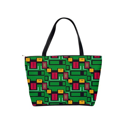 Rectangles on a green background                                                        Classic Shoulder Handbag from ArtsNow.com Back