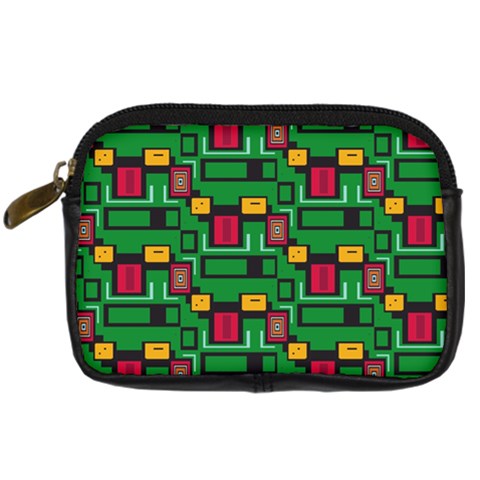 Rectangles on a green background                                                        Digital Camera Leather Case from ArtsNow.com Front