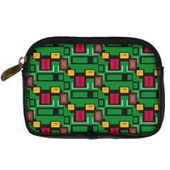 Rectangles on a green background                                                        Digital Camera Leather Case from ArtsNow.com Front