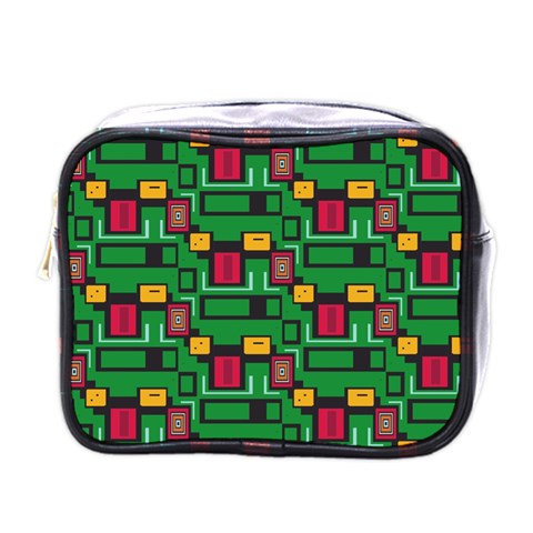 Rectangles on a green background                                                        Mini Toiletries Bag (One Side) from ArtsNow.com Front