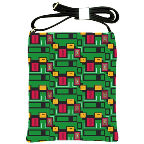 Rectangles on a green background                                                        Shoulder Sling Bag from ArtsNow.com Front