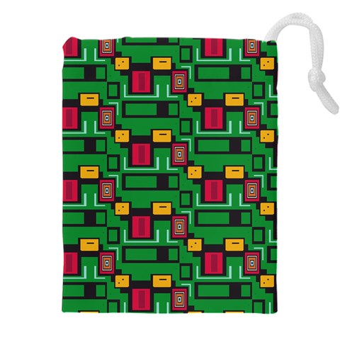 Rectangles on a green background                                                    Drawstring Pouch (5XL) from ArtsNow.com Front