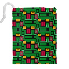 Rectangles on a green background                                                    Drawstring Pouch (5XL) from ArtsNow.com Back